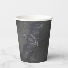 Vintages graues Flying Bat auf grauer Textur Pappbecher