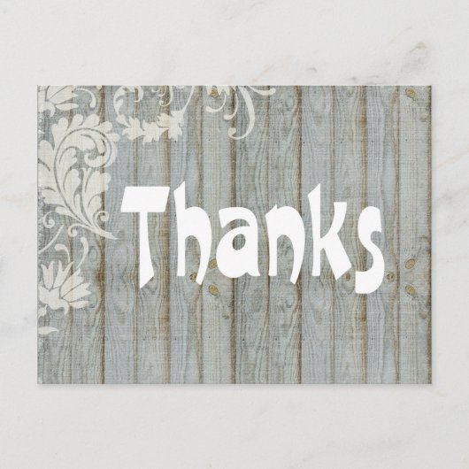 Vintages graues, gestörtes Holz Danke, Postkarte (Vorderseite)