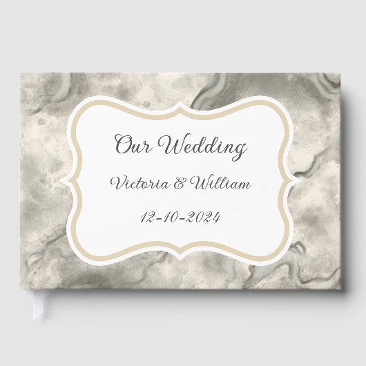 Vintages Graues Marble Wedding Gästebuchgeschenk Gästebuch (Vorderseite)