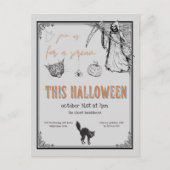 Vintages Graues Schwarz-Orange-Halloween-Party Postkarte (Vorderseite)