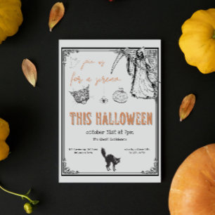 Vintages graues Schwarz-Orange-Katzenjacke-Hallowe Einladung