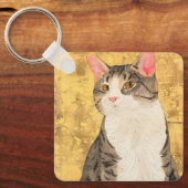 Vintages graues weißes Katapult Schlüsselanhänger (Vorderseite)