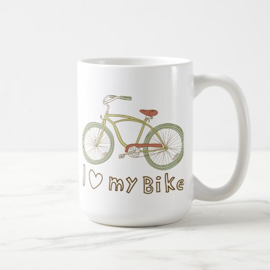 Vintages Green Bicycle I Liebe Meine Bike-Tasse Kaffeetasse (Rechts)