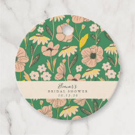 Vintages Green Boho Blumenbenutzerdefiniertes Brau Geschenkanhänger