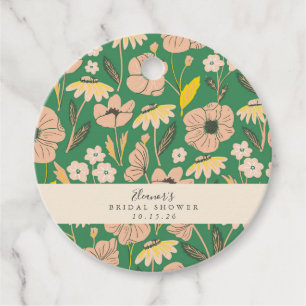 Vintages Green Boho Blumenbenutzerdefiniertes Brau Geschenkanhänger