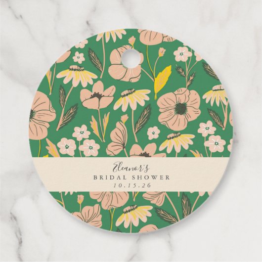 Vintages Green Boho Blumenbenutzerdefiniertes Brau Geschenkanhänger (Rückseite)