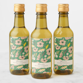 Vintages Green Boho Blumenbenutzerdefiniertes Brau Weinetikett