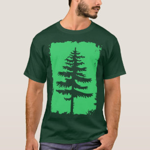 Vintages Green Conifer Tree Silhouette Artwork T-Shirt