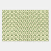 Vintages Green Damask Muster auf hellbeige Geschenkpapier Set (Vorderseite)