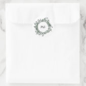 Vintages Green Foliage Monogram Lable Runder Aufkleber (Tasche)