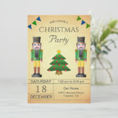 Vintages Green Nutcracker Weihnachts-Party Einladung (Stehend Vorderseite)