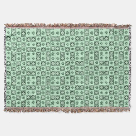 Vintages Green St Patrick Retro-Kleeblatt Decke (Vorderseite)