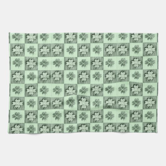 Vintages Green St Patrick Retro-Kleeblatt Geschirrtuch (Horizontal)