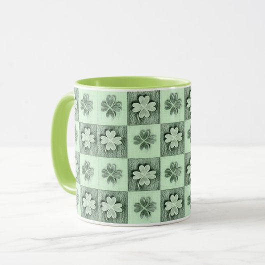 Vintages Green St Patrick Retro-Kleeblatt Tasse (Vorderseite Links)
