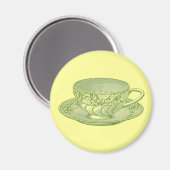 Vintages Green Tee Cup Magnet (Vorderseite/Rückseite)