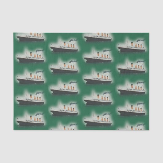 Vintages Green Titanic Ship Weihnachten Seidenpapier (Vorderseite)