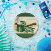 Vintages Green Top Hat Gloves Pipe Kleeblatt Pappteller (Party)