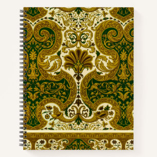 Vintages Green und Gold Floral Muster Notizblock