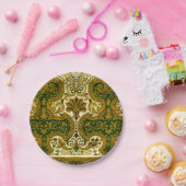 Vintages Green und Gold Floral Muster Pappteller (Party)