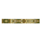 Vintages Green und Gold Floral Muster Satinband (Vorderseite)