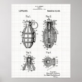 Vintages Grenade Patent Grid Poster (Vorne)