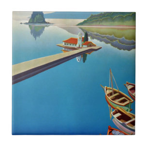 Vintages Griechenland - Insel Korfu Fliese