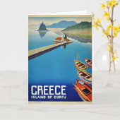 Vintages Griechenland - Insel Korfu Karte (Gelbe Blume)