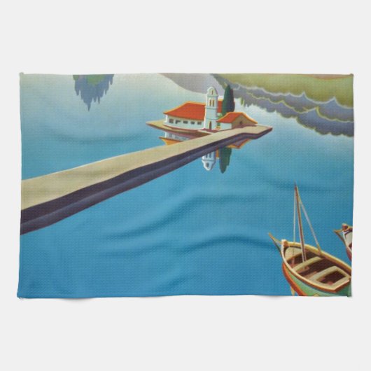 Vintages Griechenland - Insel Korfu Küchentuch (Horizontal)