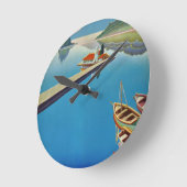 Vintages Griechenland - Insel Korfu Runde Wanduhr (Winkel)