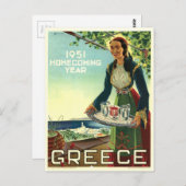 Vintages Griechenland Reiseinseln Santorini Mykono Postkarte (Vorne/Hinten)
