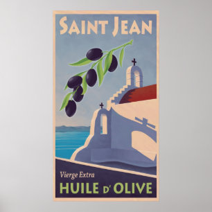 Vintages griechisches Olivenöl-Reise-Plakat Poster