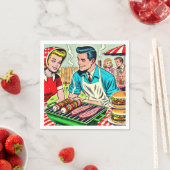 Vintages Grillrestaurant Couple Comic Serviette (Beispiel)