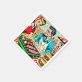 Vintages Grillrestaurant Couple Comic Serviette (Ecke)