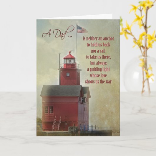 Vintages Großes Leuchtturm für Vater Karte (Gelbe Blume)