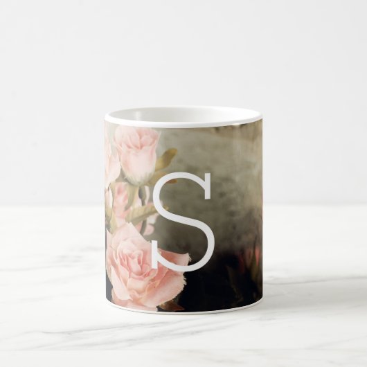 Vintages großes mit Blumenmonogramm Kaffeetasse (Mittel)