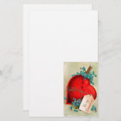 Vintages großes rotes Blutungsherz Valentine Postk Briefpapier (Vorne/Hinten)