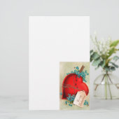 Vintages großes rotes Blutungsherz Valentine Postk Briefpapier (Stehend Vorderseite)