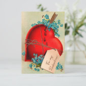 Vintages großes rotes Blutungsherz Valentine Postk Einladung (Stehend Vorderseite)