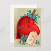 Vintages großes rotes Blutungsherz Valentine Postk Einladung (Vorne/Hinten)
