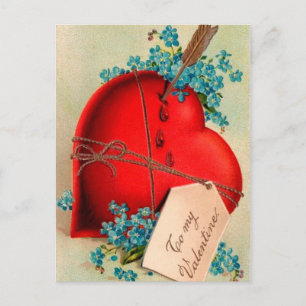 Vintages großes rotes Blutungsherz Valentine Postk Feiertagspostkarte