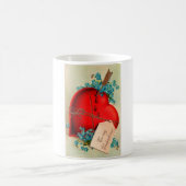 Vintages großes rotes Blutungsherz Valentine Postk Kaffeetasse (Mittel)