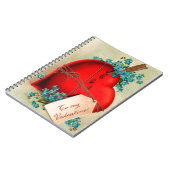 Vintages großes rotes Blutungsherz Valentine Postk Notizblock (Linke Seite)