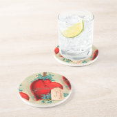 Vintages großes rotes Blutungsherz Valentine Postk Sandstein Untersetzer (Seite)