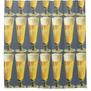 Vintages großes, tiefgefrorenes Bier, alkoholische Duschvorhang