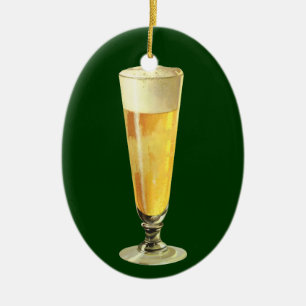 Vintages großes, tiefgefrorenes Bier, alkoholische Keramik Ornament