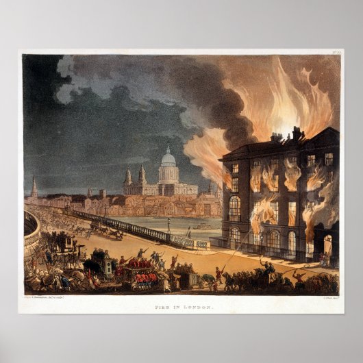 Vintages Großfeuer in London Poster (Vorne)
