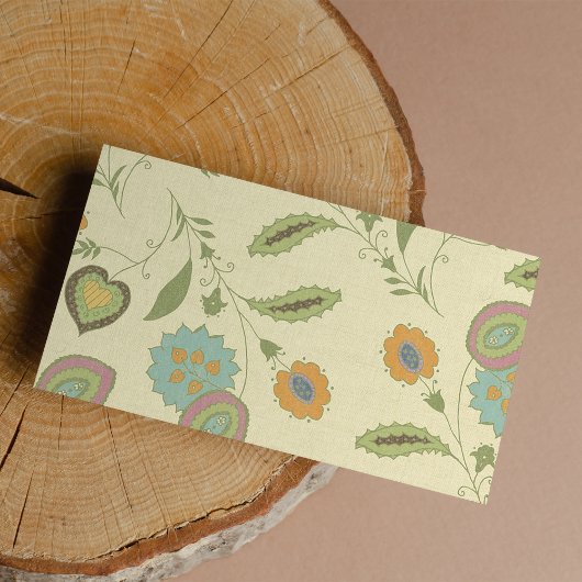 Vintages grün-gelbes Blumenmuster Adressaufkleber
