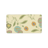 Vintages grün-gelbes Blumenmuster Adressaufkleber (Vorne)