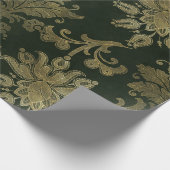 Vintages Grün & Gold Imitate Blumenweihnachtskuche Geschenkpapier (Ecke)
