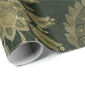 Vintages Grün & Gold Imitate Blumenweihnachtskuche Geschenkpapier (Rolleneckpunkt)